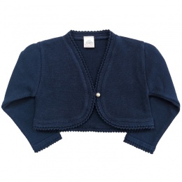 Girls Navy 100% Cotton Long Sleeved Bolero