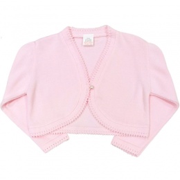 Girls Light Pink 100% Cotton Long Sleeved Bolero