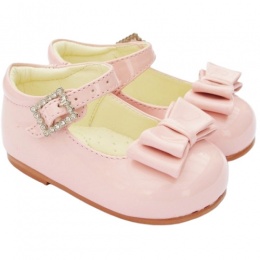 Girls Pink Patent Double Bow Special Occasion Shoes