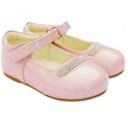 Girls Pink Patent 'Princess' Diamante Special Occasion Shoes