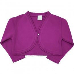 Girls Purple 100% Cotton Long Sleeved Bolero