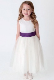 Girls Cadbury Purple & Ivory Organza Diamante Dress