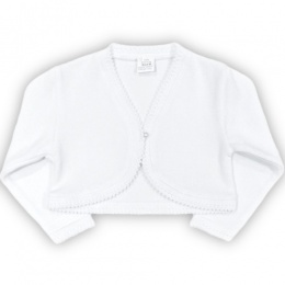 Girls White 100% Cotton Long Sleeved Bolero