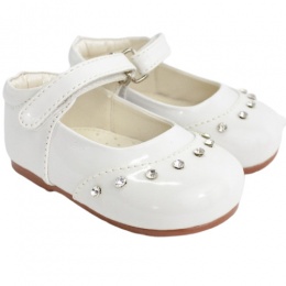Girls White Patent 'Fairy' Diamante Special Occasion Shoes
