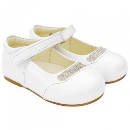 Girls White Patent 'Princess' Diamante Special Occasion Shoes