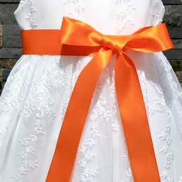 Girls Orange Double Sided Satin Dress Sash