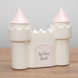 Pink My First Bank Resin Castle Money Box