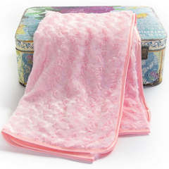 Pink Rosebud Christening Minky Wrap with Satin Trim