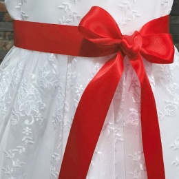 Girls Red Double Sided Satin Dress Sash