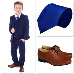 Boys Navy Communion 5 Piece Suit Shoes Tie Communion Suit Set childrensspecialoccasionwear