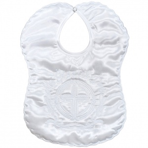 White Embroidered My Special Day Satin Popper Bib